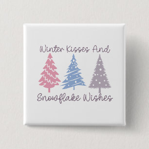 Winterküsse und Snowflake-Wünsche Button