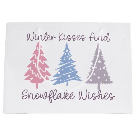 Winterküsse und Snowflake-Wünsche Große Geschenktüte (Vorderseite)