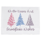 Winterküsse und Snowflake-Wünsche Große Geschenktüte (Rückseite)