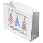 Winterküsse und Snowflake-Wünsche Große Geschenktüte (Rückseite Schrägansicht)