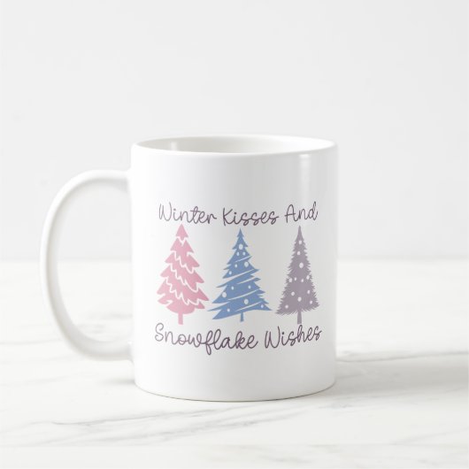 Winterküsse und Snowflake-Wünsche Kaffeetasse (Links)