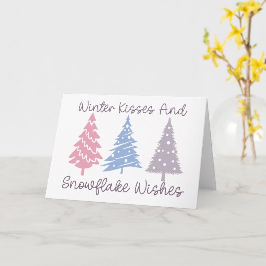 Winterküsse und Snowflake-Wünsche Karte (Gelbe Blume)