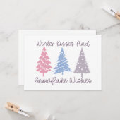 Winterküsse und Snowflake-Wünsche Karte (Vorderseite/Rückseite Beispiel)