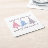 Winterküsse und Snowflake-Wünsche Rechteckiger Pappuntersetzer (angewinkelt)