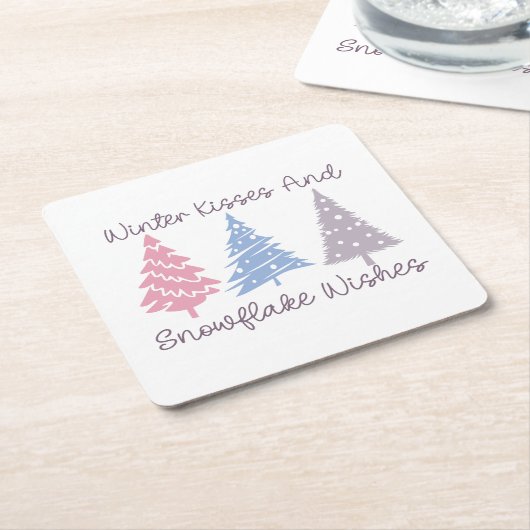 Winterküsse und Snowflake-Wünsche Rechteckiger Pappuntersetzer (angewinkelt)