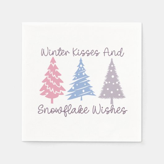 Winterküsse und Snowflake-Wünsche Serviette (Vorderseite)