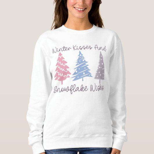 Winterküsse und Snowflake-Wünsche Sweatshirt (Vorderseite)