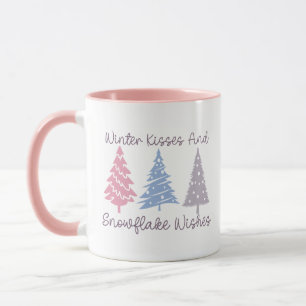 Winterküsse und Snowflake-Wünsche Tasse