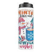 Winterküsse und Snowflake-Wünsche Thermosbecher (Vorderseite)