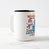 Winterküsse und Snowflake-Wünsche Zweifarbige Tasse (Vorderseite Links)