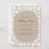 Winterlace auf Burlap Holiday Party Einladung (Vorderseite)