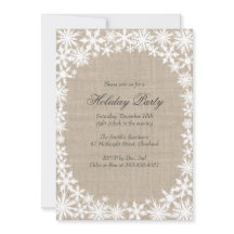 Winterlace auf Burlap Holiday Party Einladung