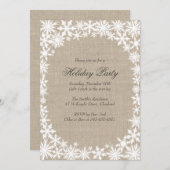 Winterlace auf Burlap Holiday Party Einladung (Vorne/Hinten)
