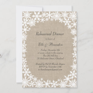 Winterlace auf Burlap Probe Dinner Einladung