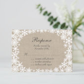 Winterlace auf Burlap-UAWG RSVP Karte (Stehend Vorderseite)