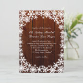Winterlace auf dunklem Holz Einladung zur Hochzeit (Stehend Vorderseite)