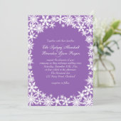 Winterlace auf Lila Hochzeitsreise Einladung (Stehend Vorderseite)
