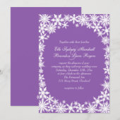Winterlace auf Lila Hochzeitsreise Einladung (Vorne/Hinten)
