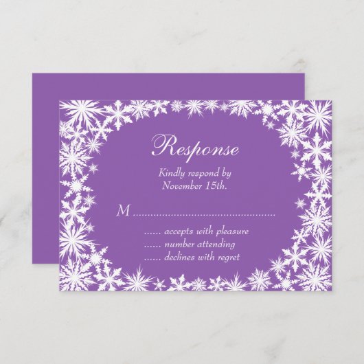 Winterlace auf Lila UAWG RSVP Karte (Vorne/Hinten)