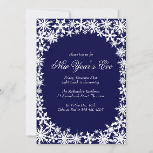 Winterlace Neujahr Einladung in Blau
