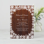 Winterlace on Dark Wood Probe Dinner einladen Einladung (Stehend Vorderseite)