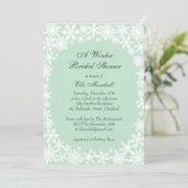 Winterlace on Mint Bridal Dusche Einladung (Stehend Vorderseite)