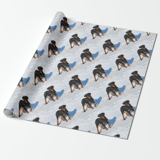 Winterland Rottweiler Geschenkpapier (Ungerollt)