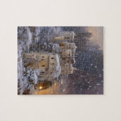 Winterland, Schneeschloss, Retro Burg Malerei Puzzle (Horizontal)