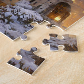 Winterland, Schneeschloss, Retro Burg Malerei Puzzle (Seite)