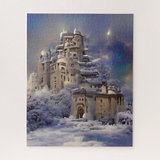 Winterland, Schneeschloss, Retro Burg Malerei Puzzle (Vertikal)