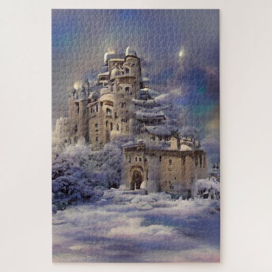 Winterland, Schneeschloss, Retro Burg Malerei Puzzle (Vertikal)