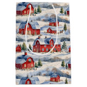 Winterlandbauernhof & Rote Ställe Mittlere Geschenktüte (Vorderseite)