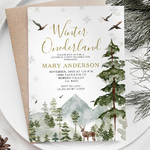 Winterlandgeburtstag-Party Woodland Foods Einladung