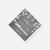 Winterlandpapier Napkin Pink Girl Snowflake Serviette (Ecke)