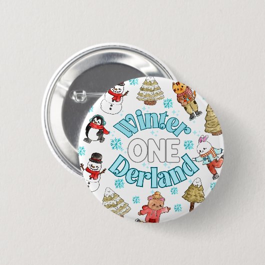 Winterlandschaft 1. Geburtstag Button (Vorne & Hinten)