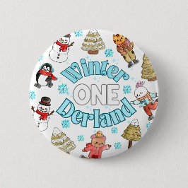 Winterlandschaft 1. Geburtstag Button