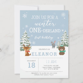 Winterlandschaft 1. Geburtstag Einladung Tiere