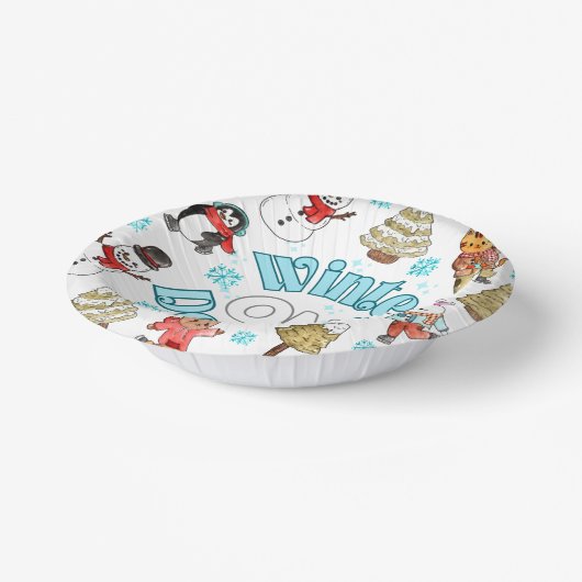 Winterlandschaft 1. Geburtstag Pappteller (Gewinkelt)