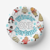 Winterlandschaft 1. Geburtstag Pappteller (Vorderseite)