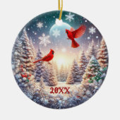 Winterlandschaft 2024 mit benutzerdefinierten Rote Keramik Ornament (Vorne)
