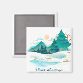 Winterlandschaft 2 Zoll Square Magnet (Vorderseite/Rückseite)