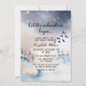 Winterlandschaft Abenteuer beginnt Kinderdusche Einladung (Vorderseite)