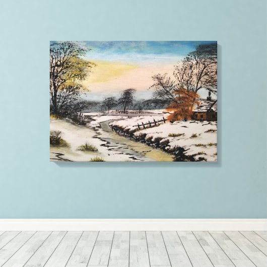 Winterlandschaft, Acrylmalerei Leinwanddruck (Insitu (Holzboden))