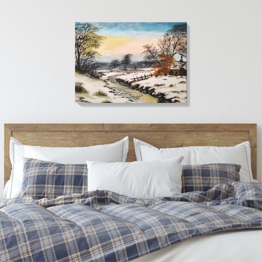 Winterlandschaft, Acrylmalerei Leinwanddruck (Insitu (Schlafzimmer))