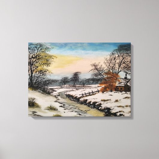 Winterlandschaft, Acrylmalerei Leinwanddruck (Vorderseite)