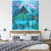 Winterlandschaft Altes Hütte Haus Pastelmalerei Leinwanddruck (Insitu (Schlafzimmer))