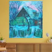 Winterlandschaft Altes Hütte Haus Pastelmalerei Leinwanddruck (Insitu (Wohnzimmer))