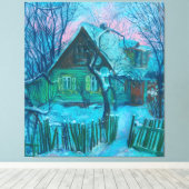 Winterlandschaft Altes Hütte Haus Pastelmalerei Leinwanddruck (Insitu (Holzboden))