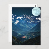 Winterlandschaft auf den Bergen unter dem Mond Postkarte (Vorne/Hinten)