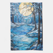 Winterlandschaft aus Buntglas Geschirrtuch (Vertikal)